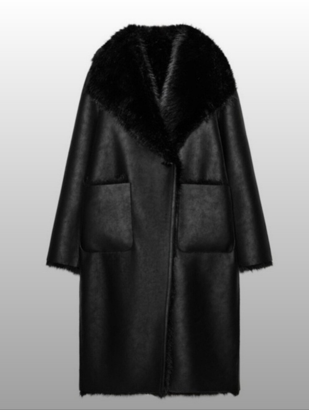 Zara Black Faux Fur Long Coat